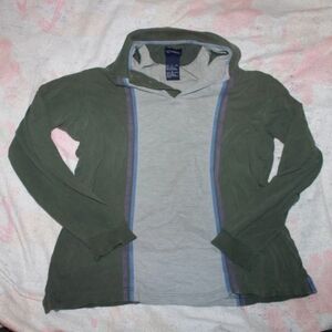 Vintage Catalina Men's Green and Gray Long Sleeve Polo Size Large